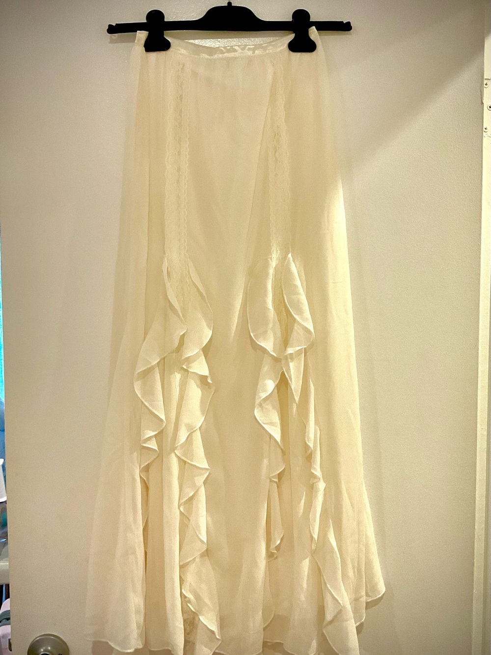 Women's Ivory Ruffle Maxi Skirt